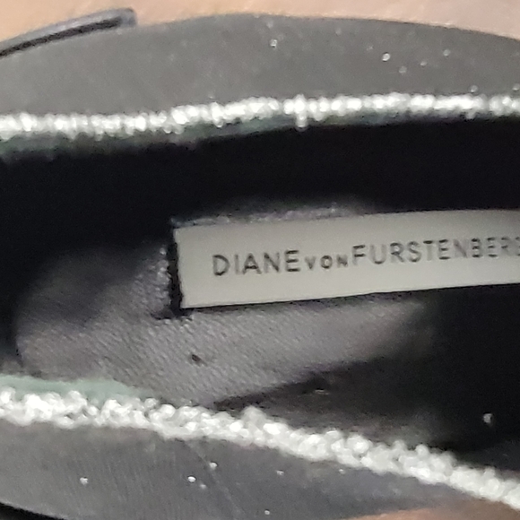 🤩Host Pick❤️Diane Von Furstenburg Canvas Black Bootie Heels Women's Size 10B - Picture 3 of 16